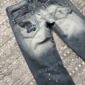 Armani Exchange Jeans Mens 31 Short (Fits 32x29) Blue Distressed Eagle Straight